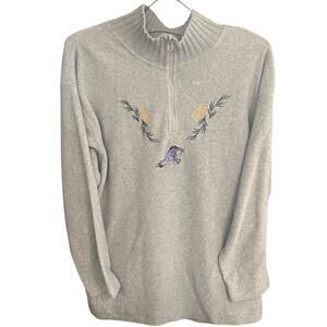 Vtg Disney Winnie the Pooh women's L 1/4 zip fleece sweater Eayore